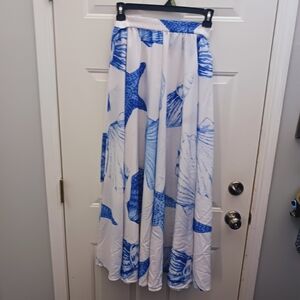 Stylish Blue and White Maxi Skirt